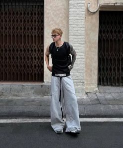 Bad Choices | Quần nỉ ống rộng DOUBLE WAIST vải chân cua phối dây rút